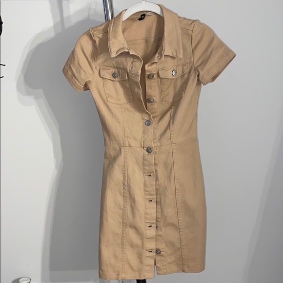 Khaki button up mini dress - Picture 2 of 2